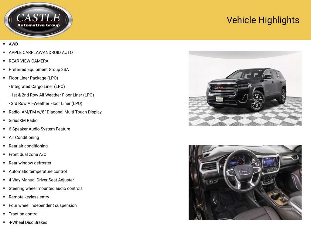 Used 2023 GMC Acadia SLE w/ LPO, Floor Liner Package image 3