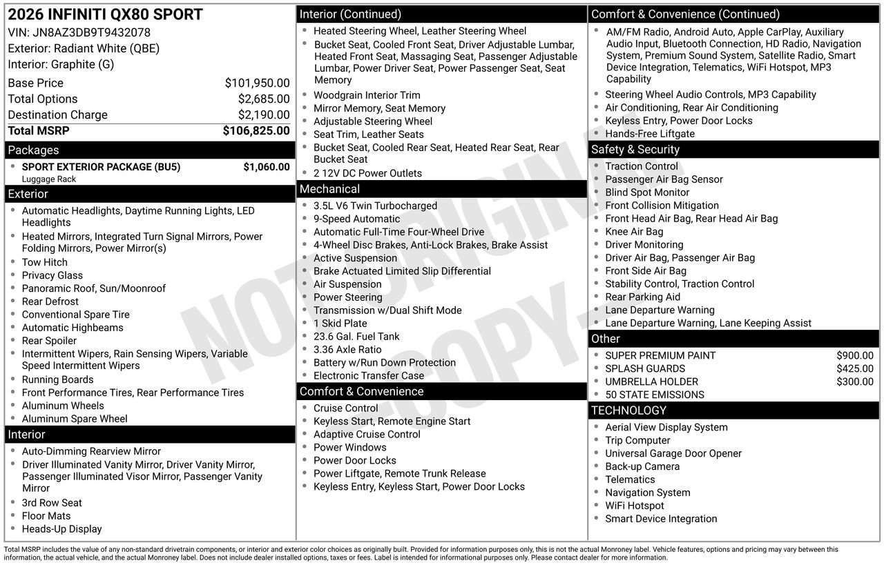 Certified 2026 INFINITI QX80 4WD w/ Sport Exterior Package image 34