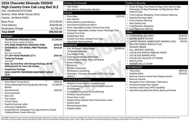 New 2026 Chevrolet Silverado 3500 High Country w/ Technology Package AWD/4WD image 4