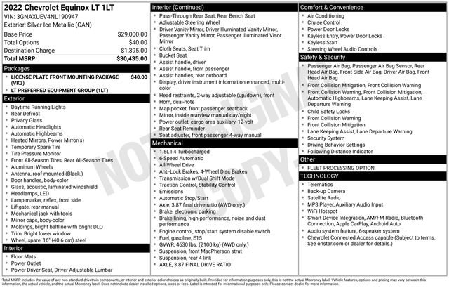 Used 2022 Chevrolet Equinox LT AWD/4WD image 32