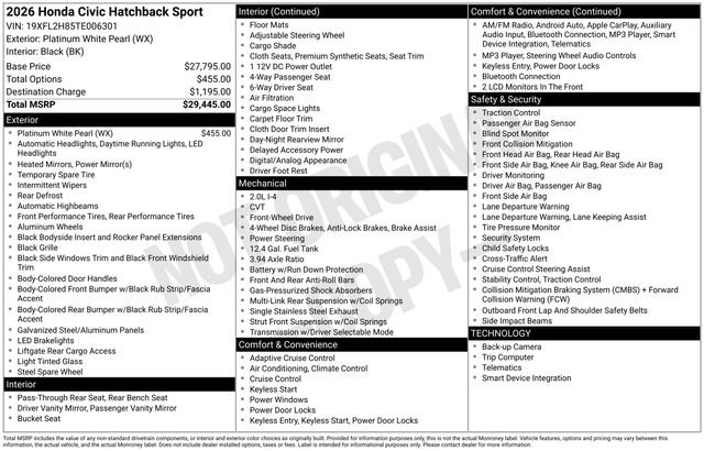 New 2026 Honda Civic Sport image 31