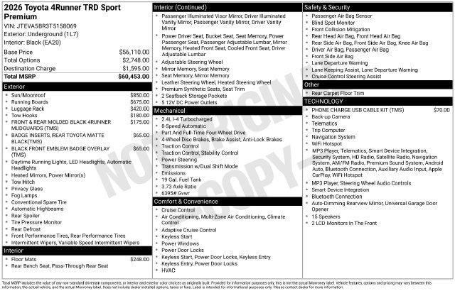 New 2026 Toyota 4Runner TRD Sport Premium AWD/4WD image 44