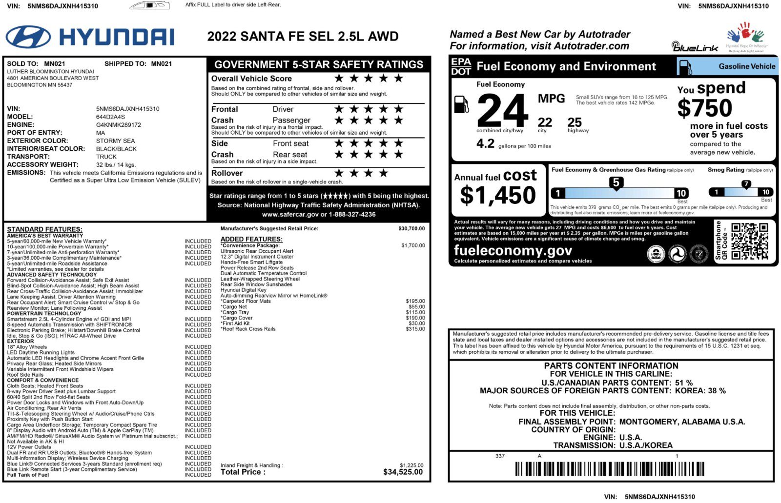 Used 2022 Hyundai Santa Fe SEL w/ Convenience Package AWD/4WD image 51
