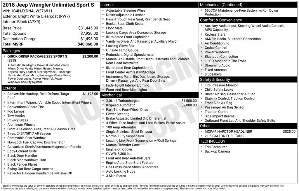 Used 2018 Jeep Wrangler Unlimited Sport S image 15