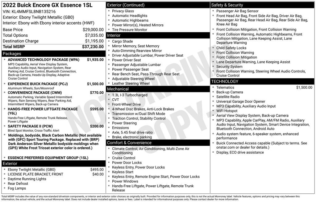 Used 2022 Buick Encore GX Essence w/ Advanced Technology Package FWD image 9