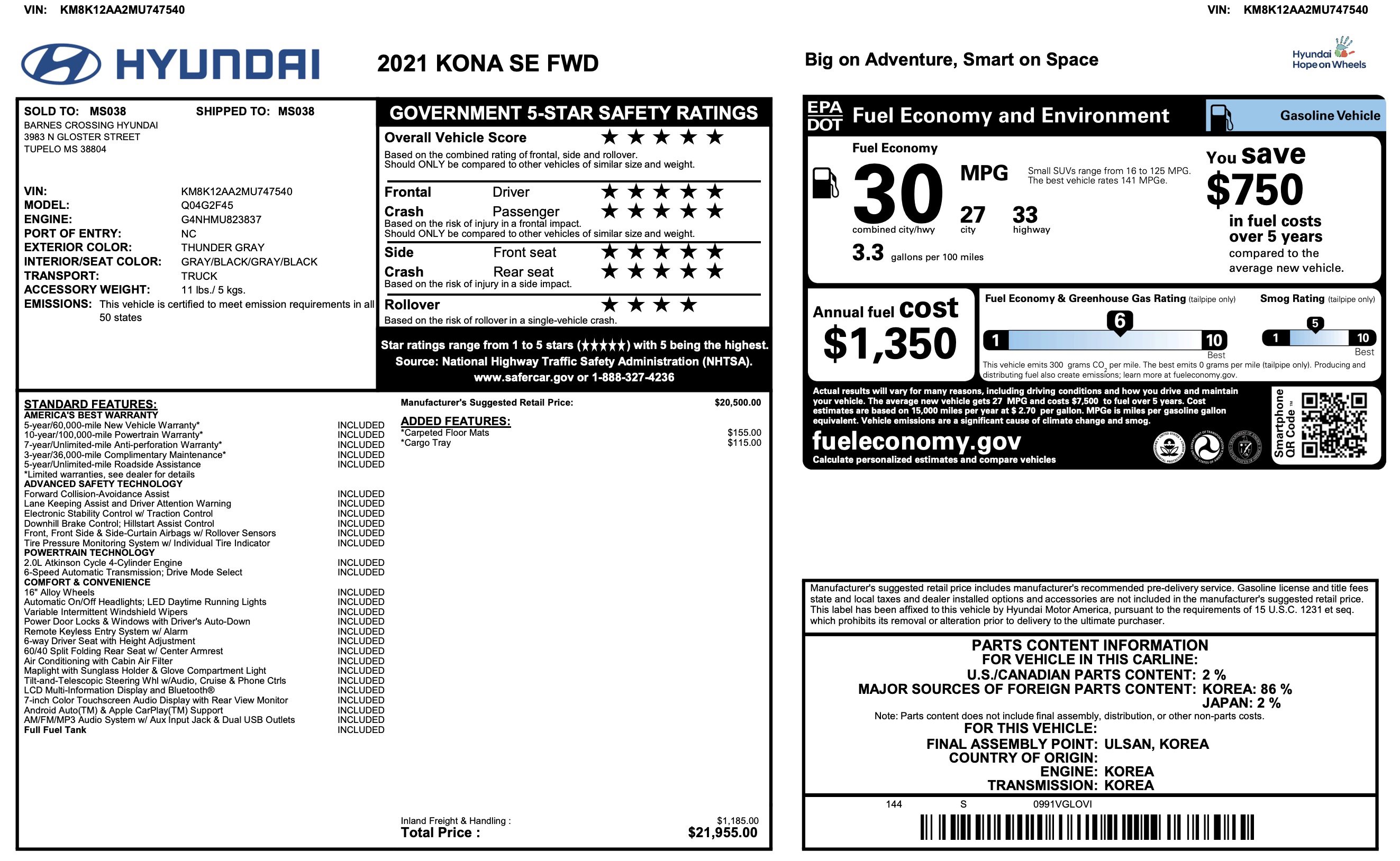 Used 2021 Hyundai Kona SE image 3