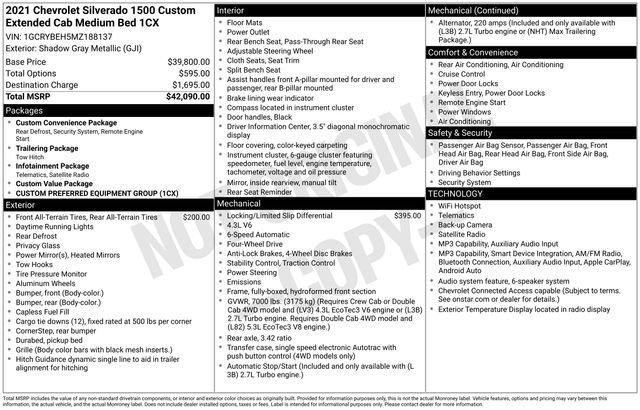 Certified 2021 Chevrolet Silverado 1500 Custom AWD/4WD image 31
