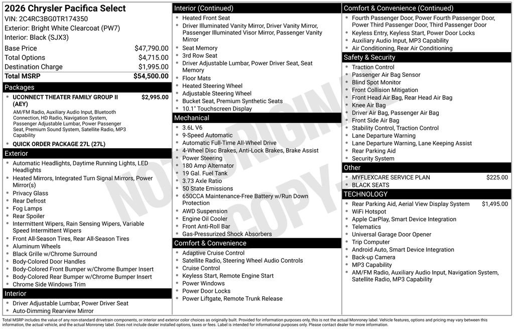 New 2026 Chrysler Pacifica Select AWD/4WD image 6