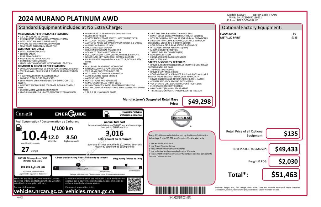 Used 2024 Nissan Murano Platinum image 2