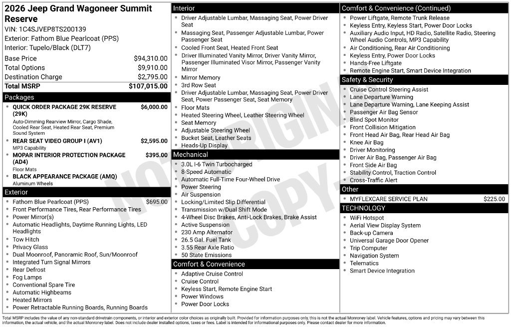 New 2026 Jeep Grand Wagoneer Summit AWD/4WD image 35