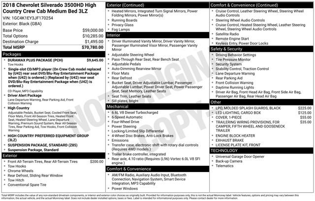 Used 2018 Chevrolet Silverado 3500 High Country w/ Duramax Plus Package AWD/4WD image 7