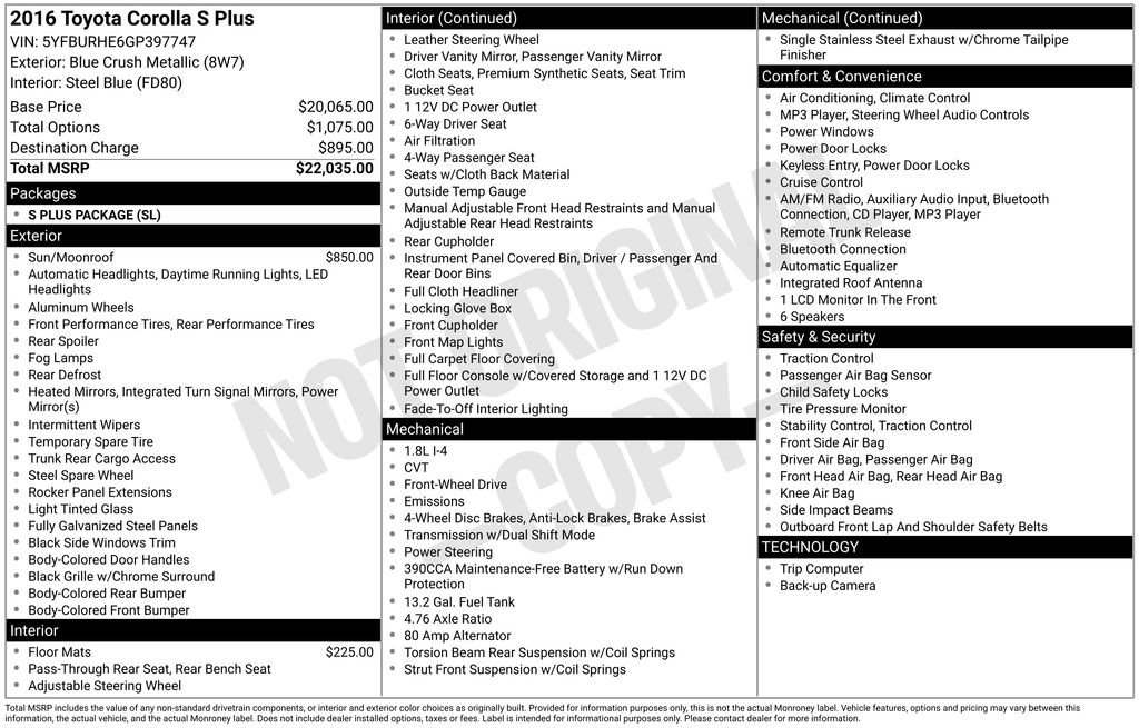 Used 2016 Toyota Corolla S image 19