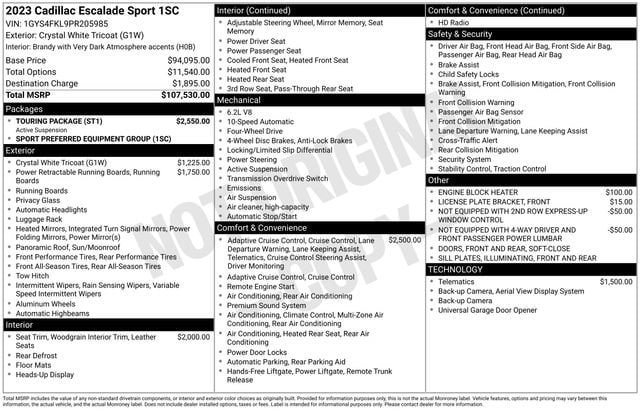Certified 2023 Cadillac Escalade Sport w/ Touring Package AWD/4WD image 34
