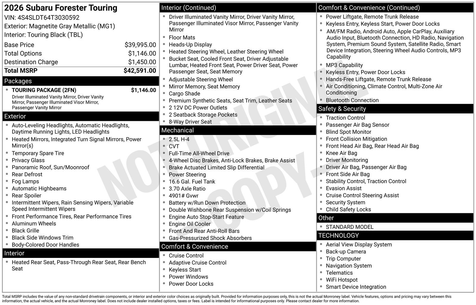 Used 2026 Subaru Forester Touring w/ Touring Package AWD/4WD image 7