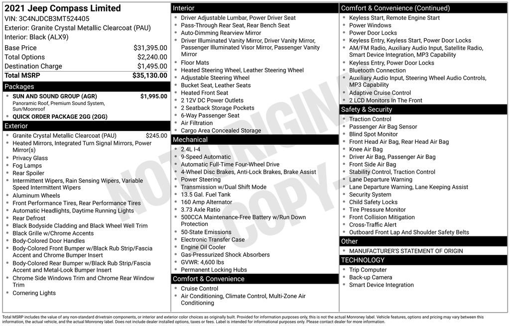 Used 2021 Jeep Compass Limited w/ Sun and Sound Group image 33