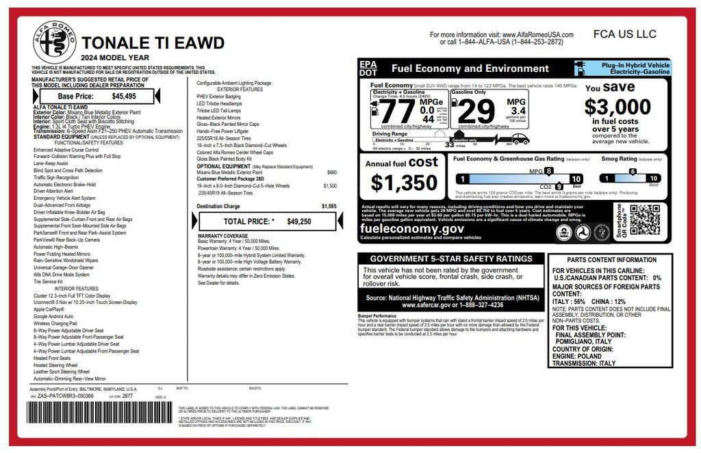Used 2024 Alfa Romeo Tonale Ti AWD/4WD image 3