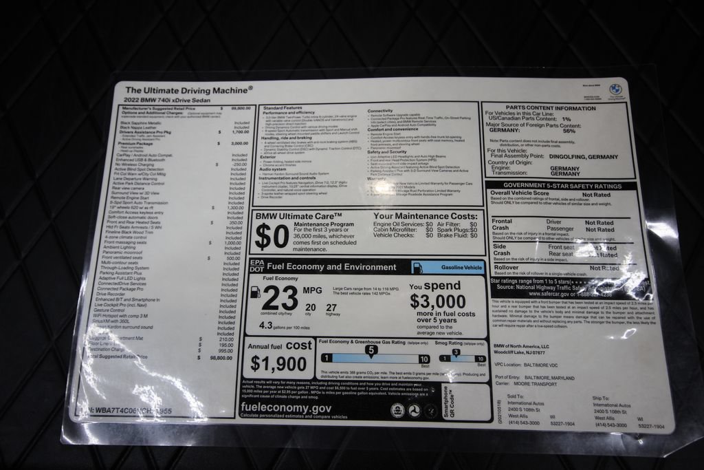 Used 2022 BMW 740i xDrive w/ Premium Package AWD/4WD image 45