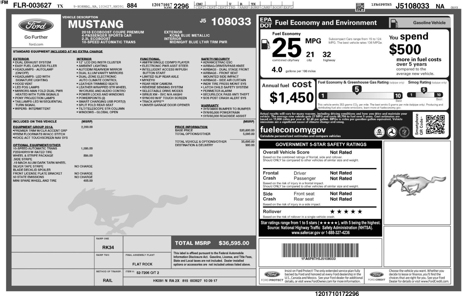 Used 2018 Ford Mustang Premium w/ Equipment Group 201A RWD image 43