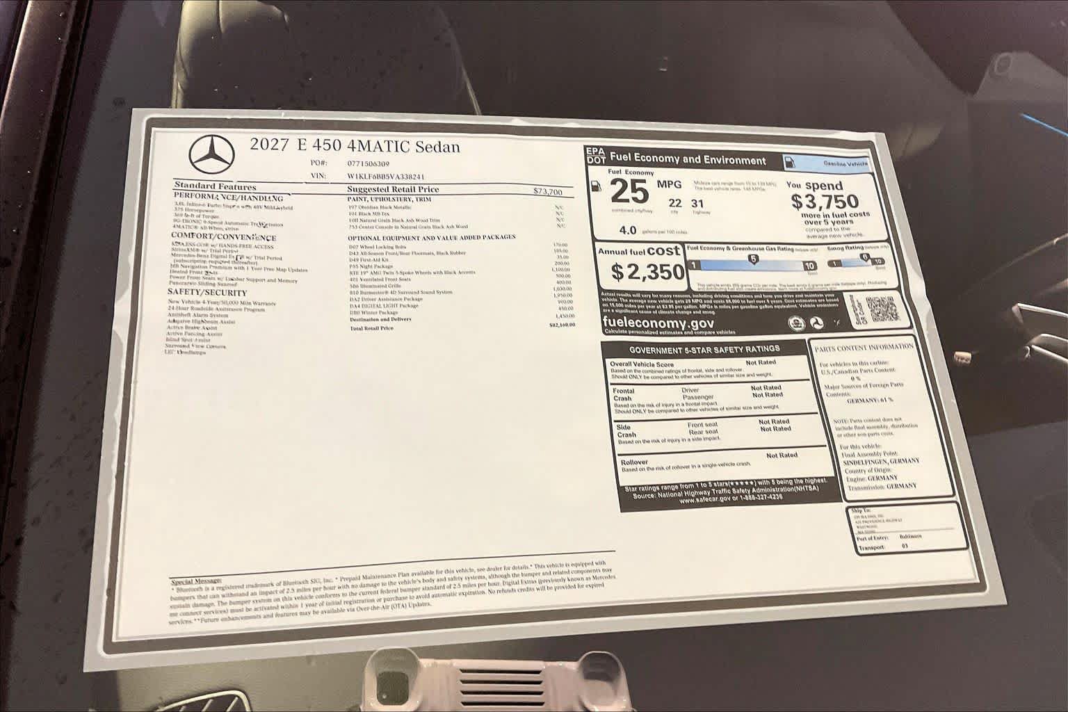 New 2027 Mercedes-Benz E 450 4MATIC Sedan image 18