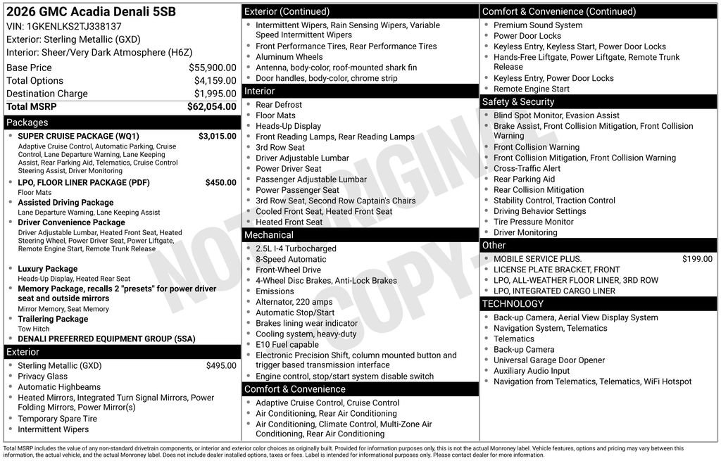 New 2026 GMC Acadia Denali w/ Super Cruise Package FWD image 18