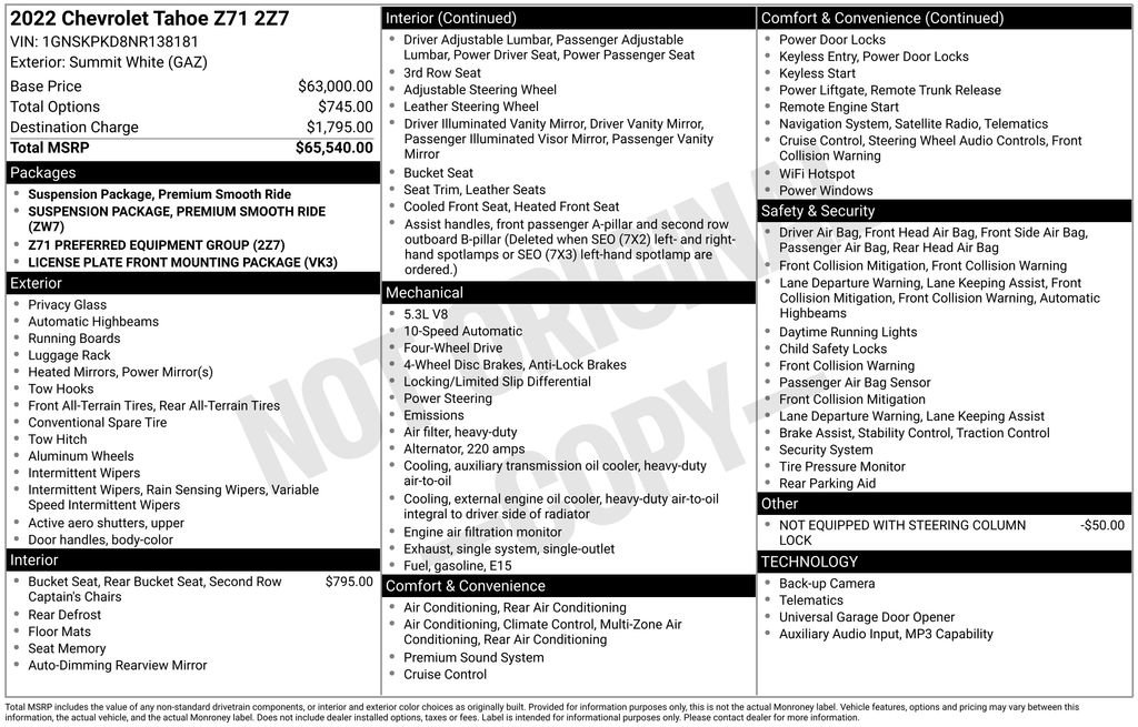 Used 2022 Chevrolet Tahoe Z71 AWD/4WD image 8