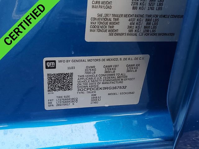 Certified 2024 Chevrolet Silverado 1500 Custom Trail Boss w/ LPO, Dark Essentials Package image 33