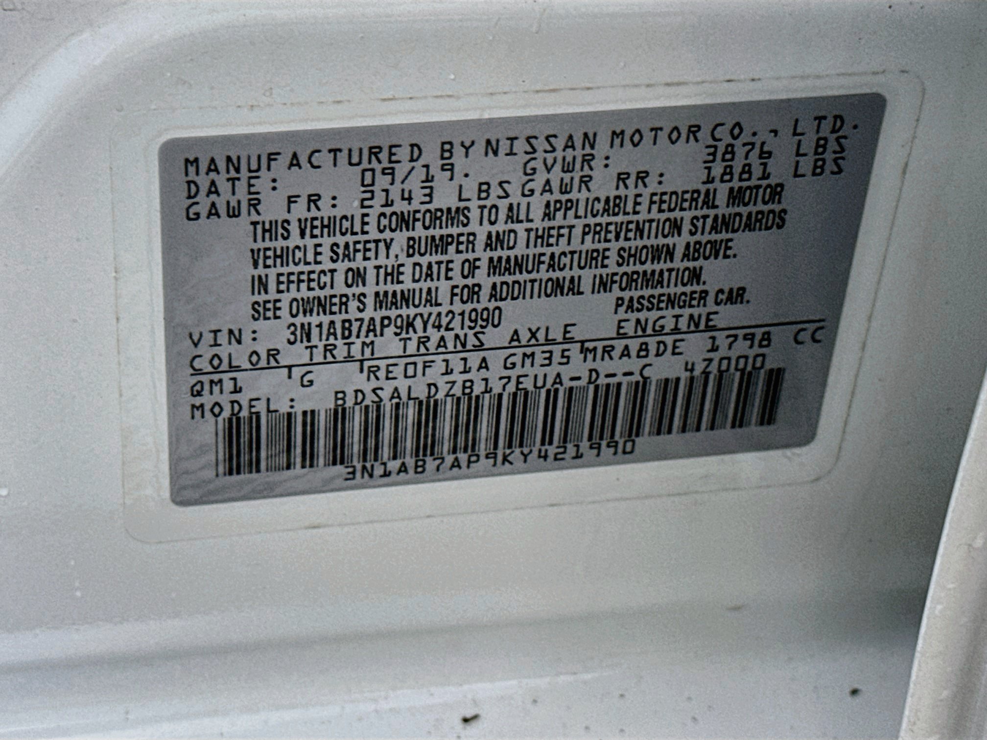 Used 2019 Nissan Sentra SV FWD image 12
