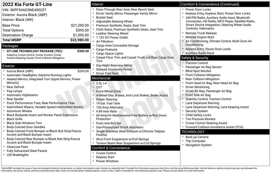 Used 2022 Kia Forte GT-Line w/ GT-Line Technology Package image 37