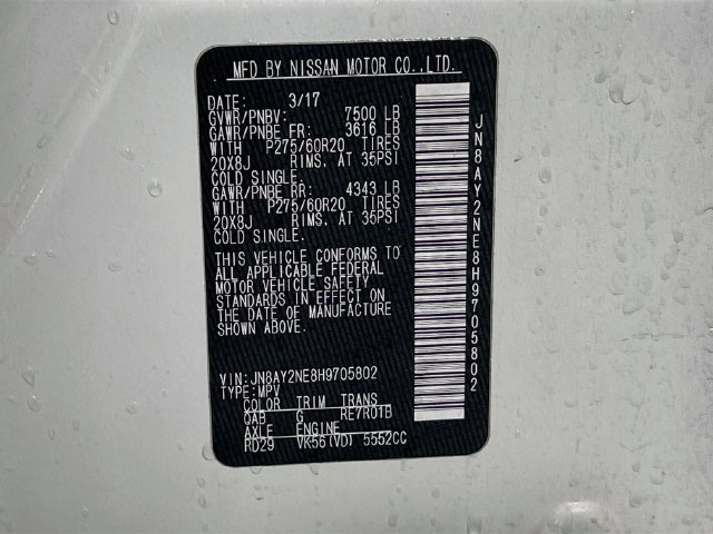 Used 2017 Nissan Armada Platinum w/ Captain Seat Package AWD/4WD image 11