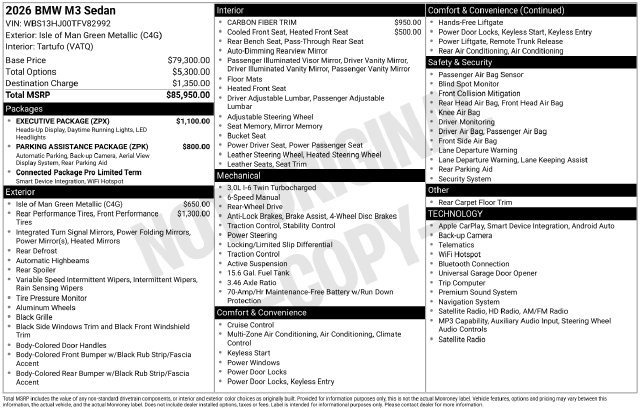 Used 2026 BMW M3 w/ Executive Package RWD image 26