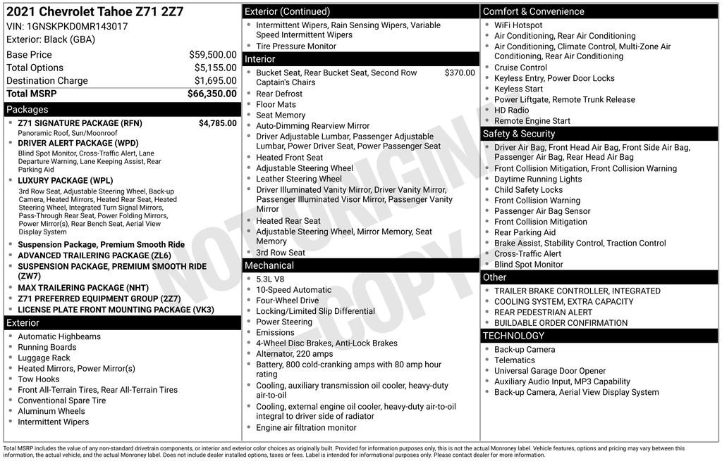 Certified 2021 Chevrolet Tahoe Z71 w/ Z71 Signature Package AWD/4WD image 56