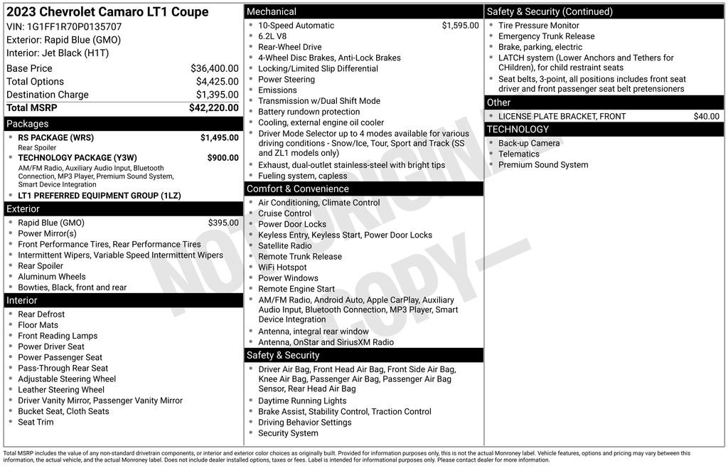 Used 2023 Chevrolet Camaro LT w/ RS Package image 42