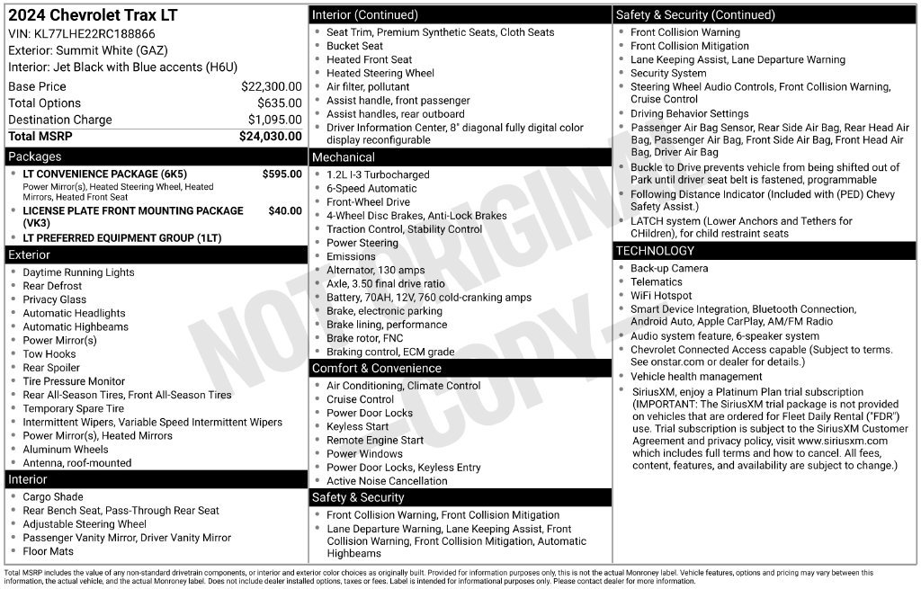 Used 2024 Chevrolet Trax LT w/ LT Convenience Package FWD image 2