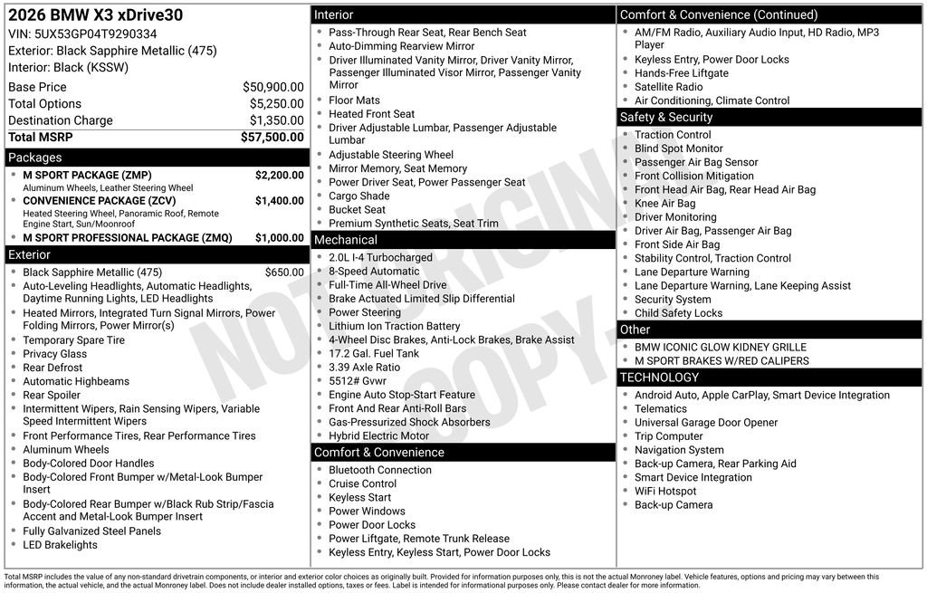 Certified 2026 BMW X3 xDrive30i w/ M Sport Package AWD/4WD image 50