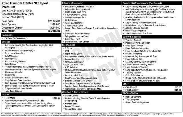 New 2026 Hyundai Elantra SEL Sport Premium FWD image 7