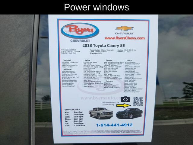 Used 2018 Toyota Camry SE w/ Moonroof Package FWD image 13