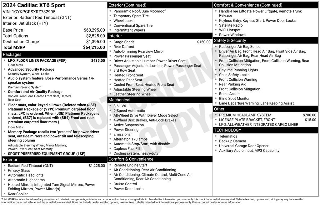 Used 2024 Cadillac XT6 Sport w/ LPO, Floor Liner Package AWD/4WD image 35