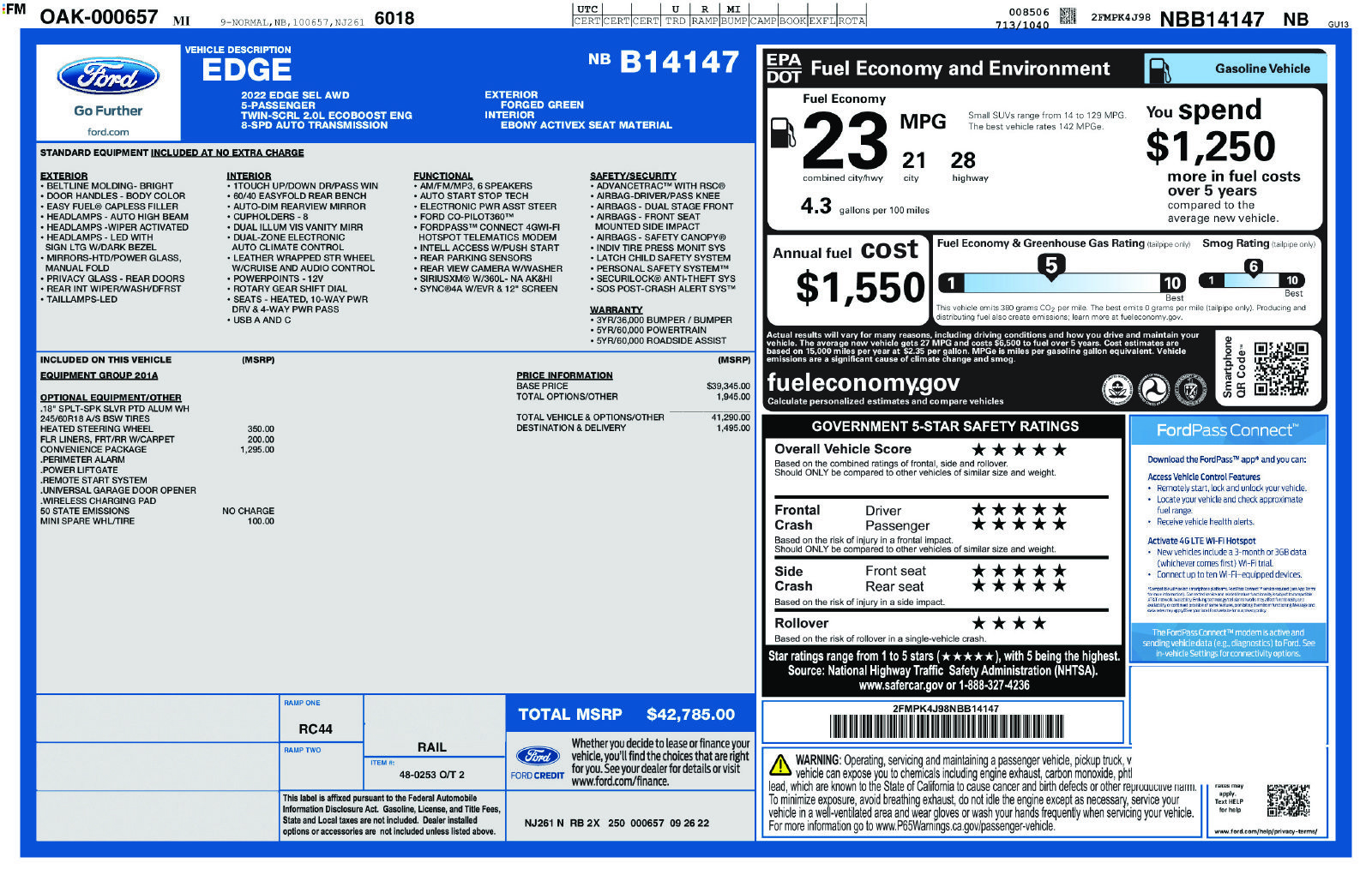 Used 2022 Ford Edge SEL w/ Convenience Package AWD/4WD image 63