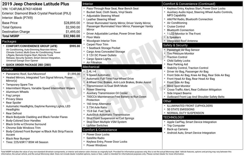 Used 2019 Jeep Cherokee Latitude Plus w/ Comfort/Convenience Group image 2