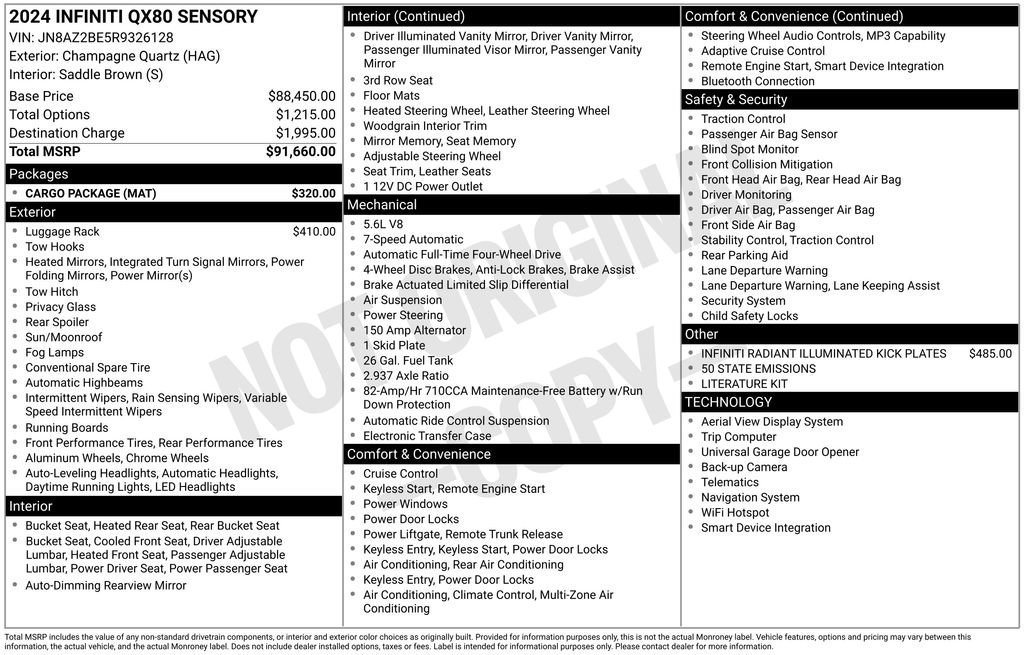 Used 2024 INFINITI QX80 Sensory w/ Cargo Package image 34