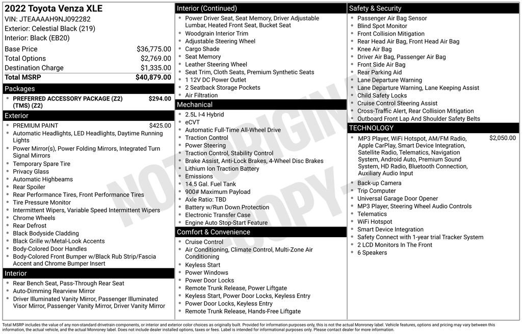 Certified 2022 Toyota Venza XLE AWD/4WD image 28