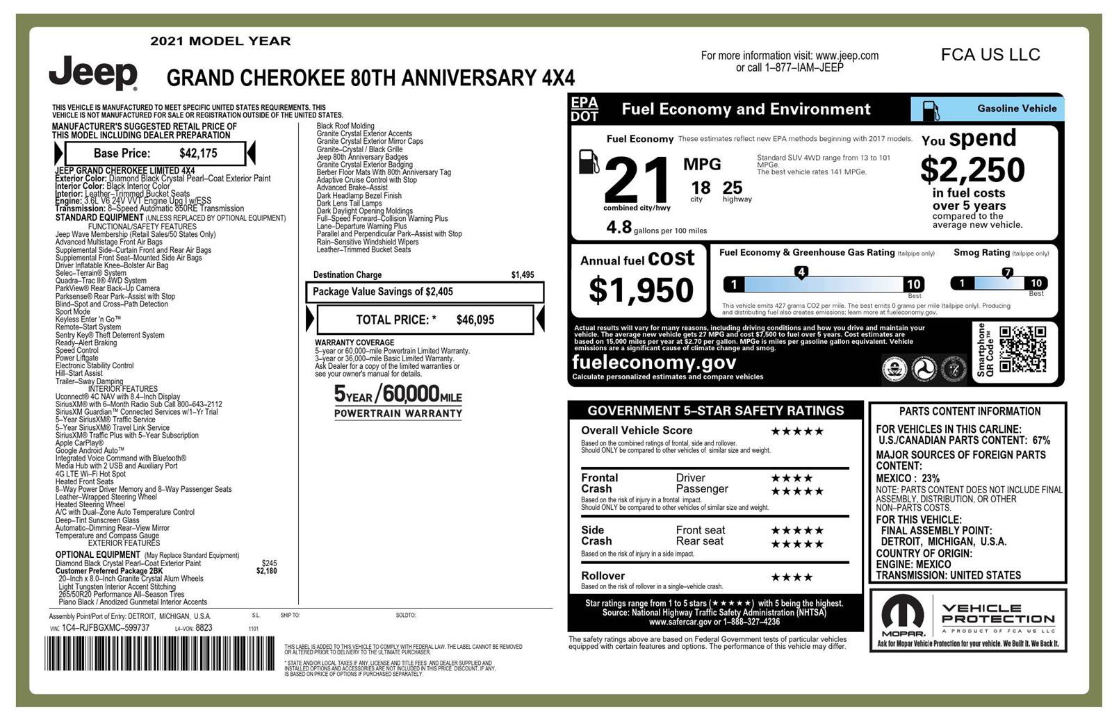Used 2021 Jeep Grand Cherokee Limited w/ Quick Order Package 28K 80th AWD/4WD image 62