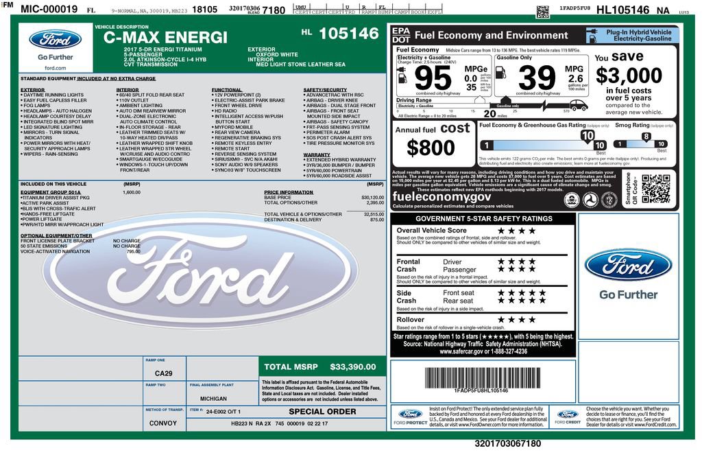 Used 2017 Ford C-MAX Energi Titanium w/ Equipment Group 501A FWD image 5