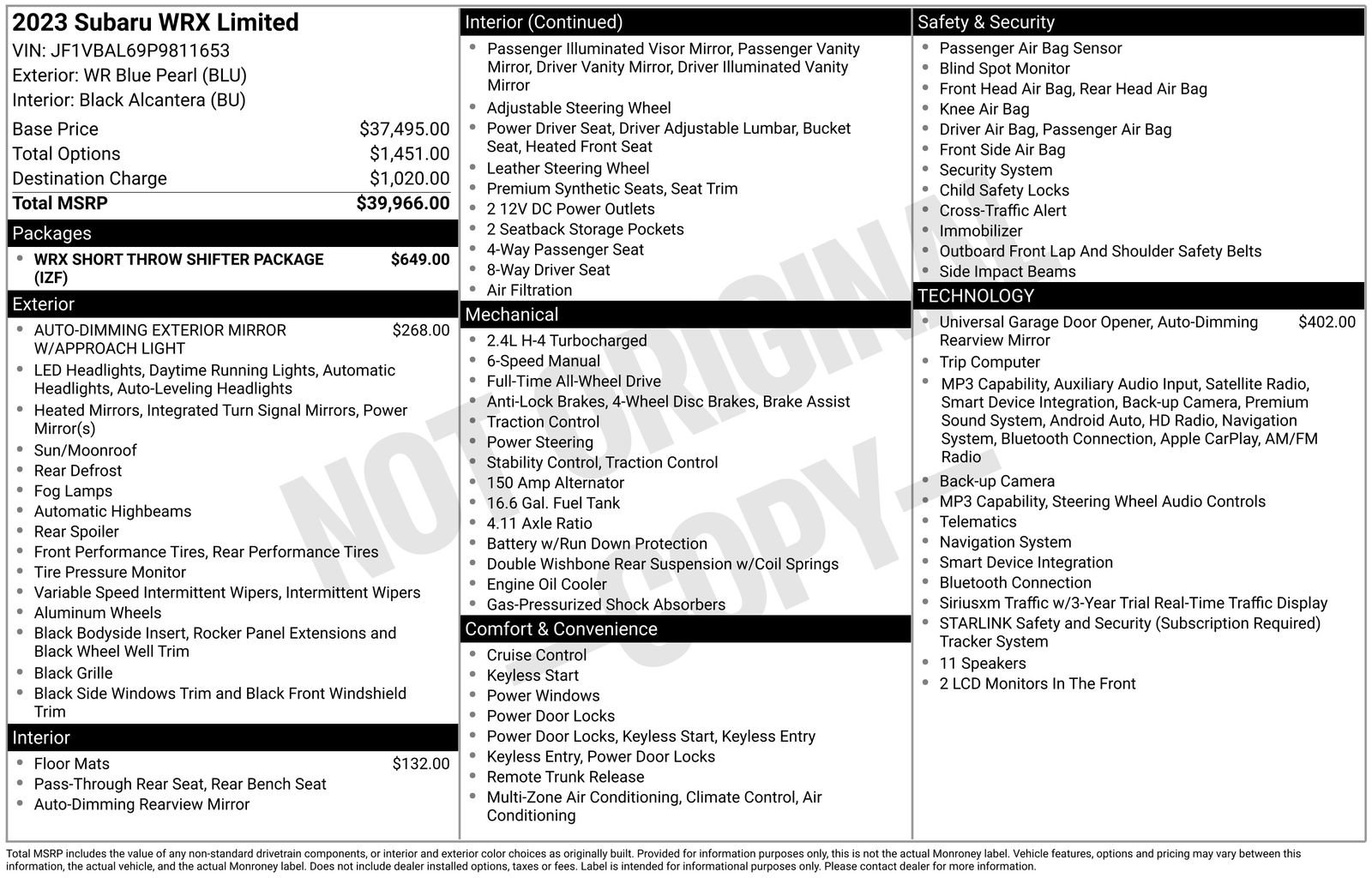 Certified 2023 Subaru WRX Limited AWD/4WD image 32