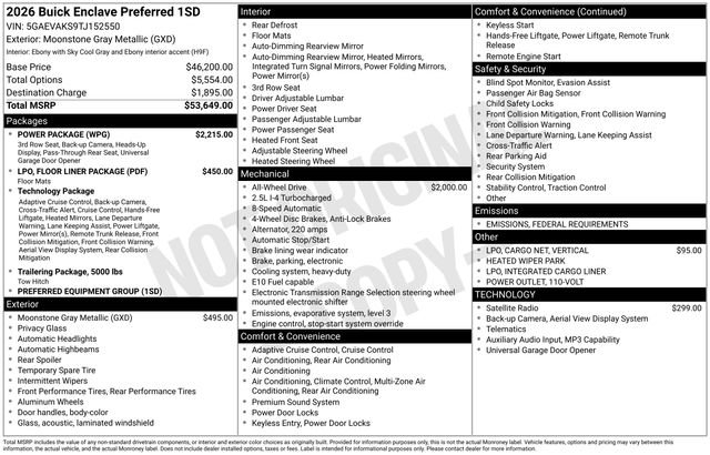 New 2026 Buick Enclave Preferred w/ Power Package image 4