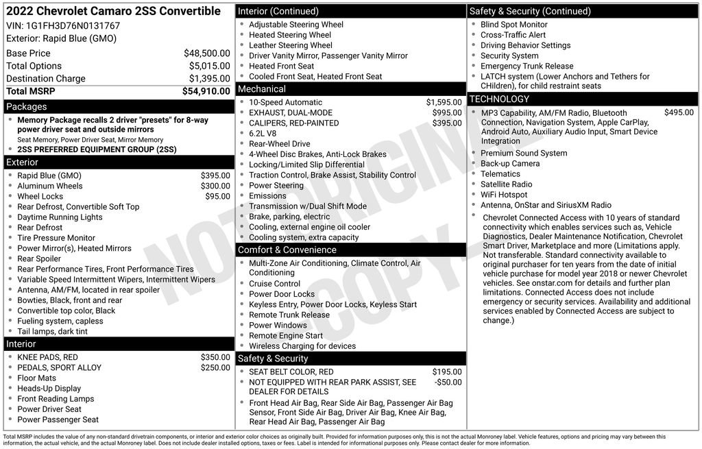 Used 2022 Chevrolet Camaro SS RWD image 31