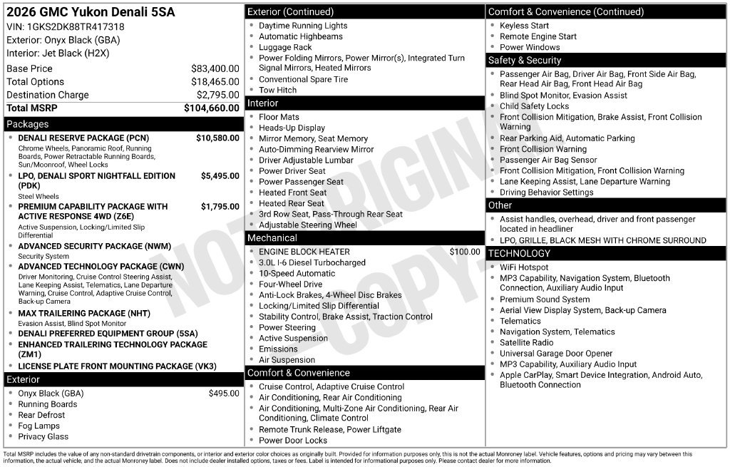 New 2026 GMC Yukon Denali w/ Denali Reserve Package AWD/4WD image 5