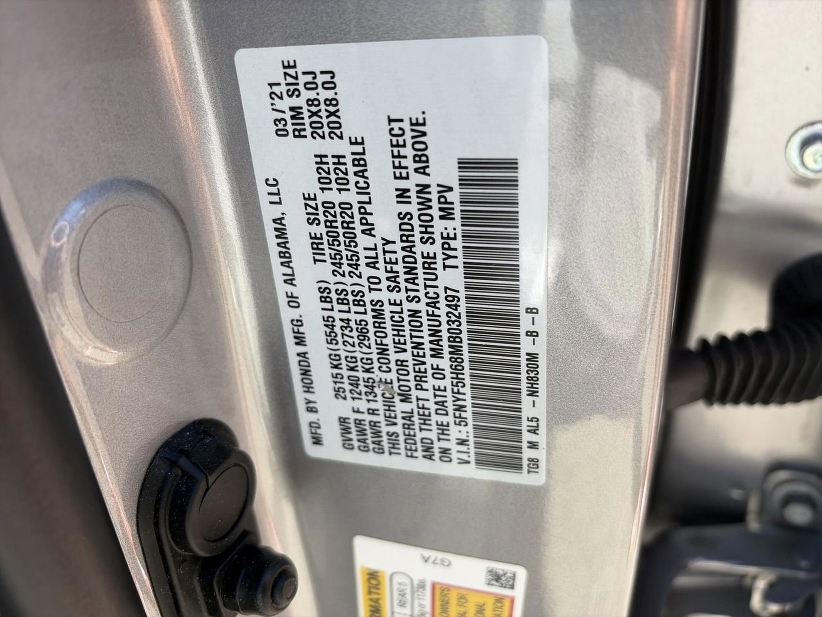 Certified 2021 Honda Pilot Touring image 25