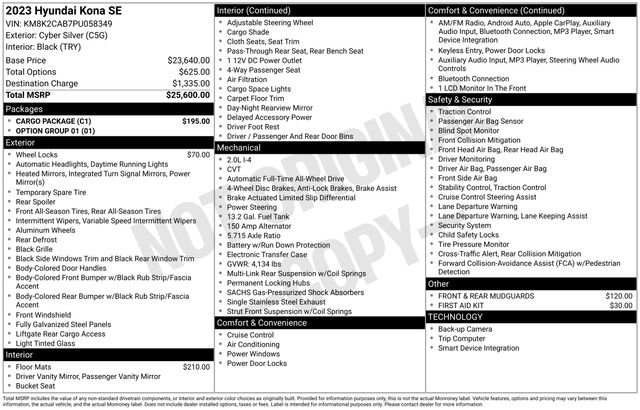 Used 2023 Hyundai Kona SE w/ Cargo Package image 4