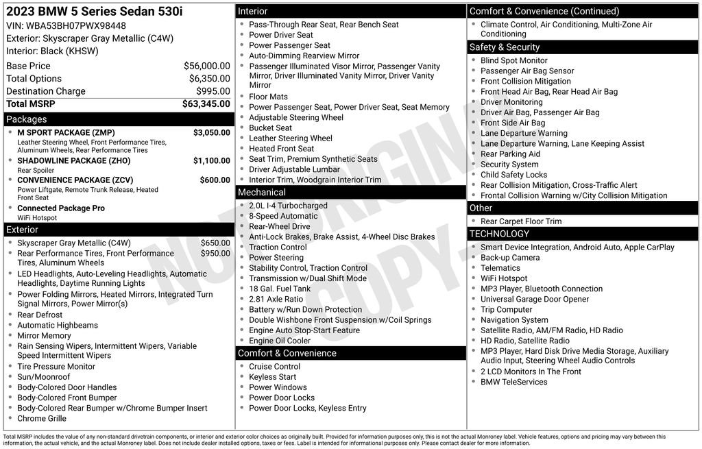 Used 2023 BMW 530i w/ M Sport Package RWD image 15
